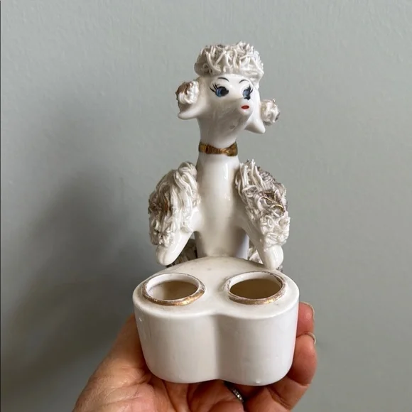 1950’s Vintage spaghetti Poodle porcelain  lipstick holder - Picture 5 of 13